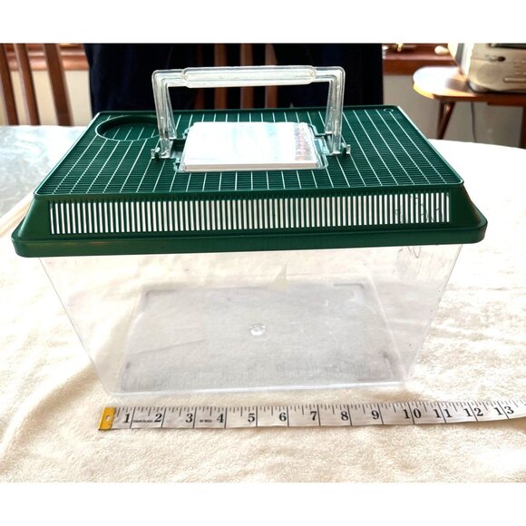 Lg Reptile & Insect Habitat Carrier W/ Lid & Handle - Green Ventilated Top C55 - Picture 2 of 8